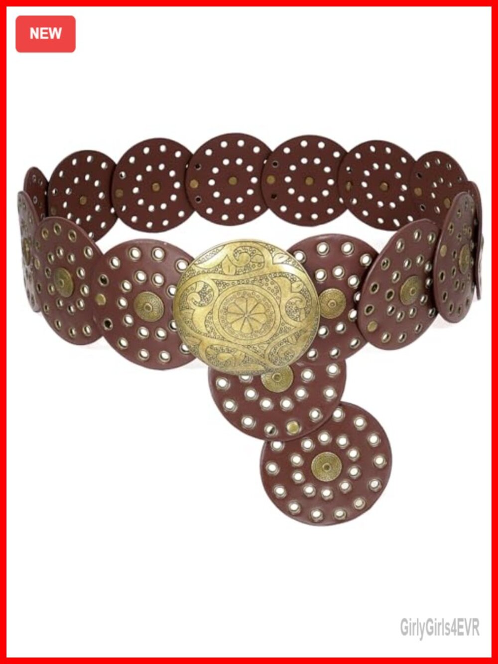 Wide Disc Belt Boho PU Leather Women's Dress Belt